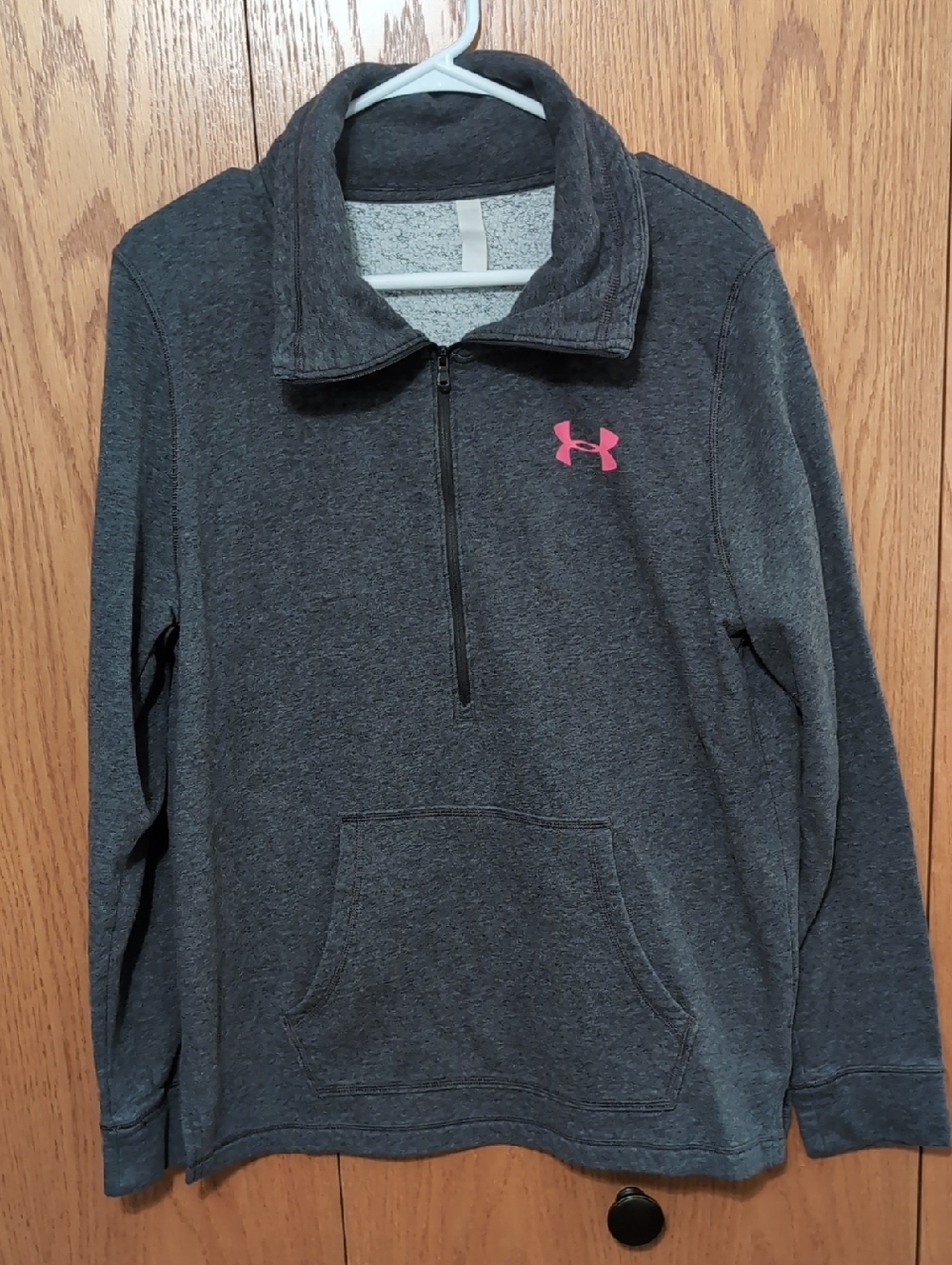 Under Armour Dark Gray Quarter-Zip Pullover with Pink Logo